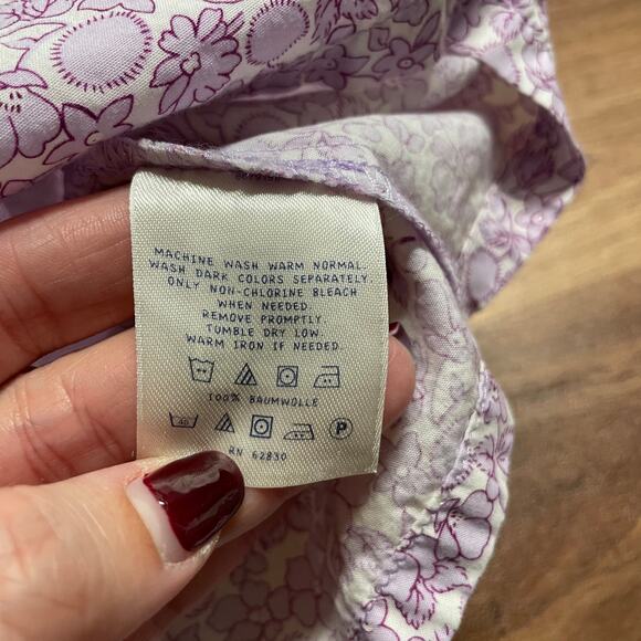 Lands End Girls Purple Floral Micro Print Sleeveless Top Bow Ruffle Size 6 - Picture 8 of 8